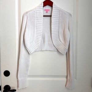 Lilly Pulitzer Cotton Cropped White Cardigan - Size Medium